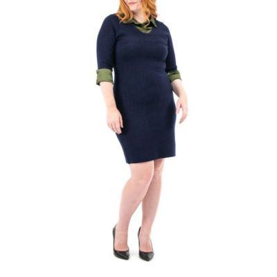 Nina Leonard Women's 3/4 Sleeve Twofer Sweater Dress, XL