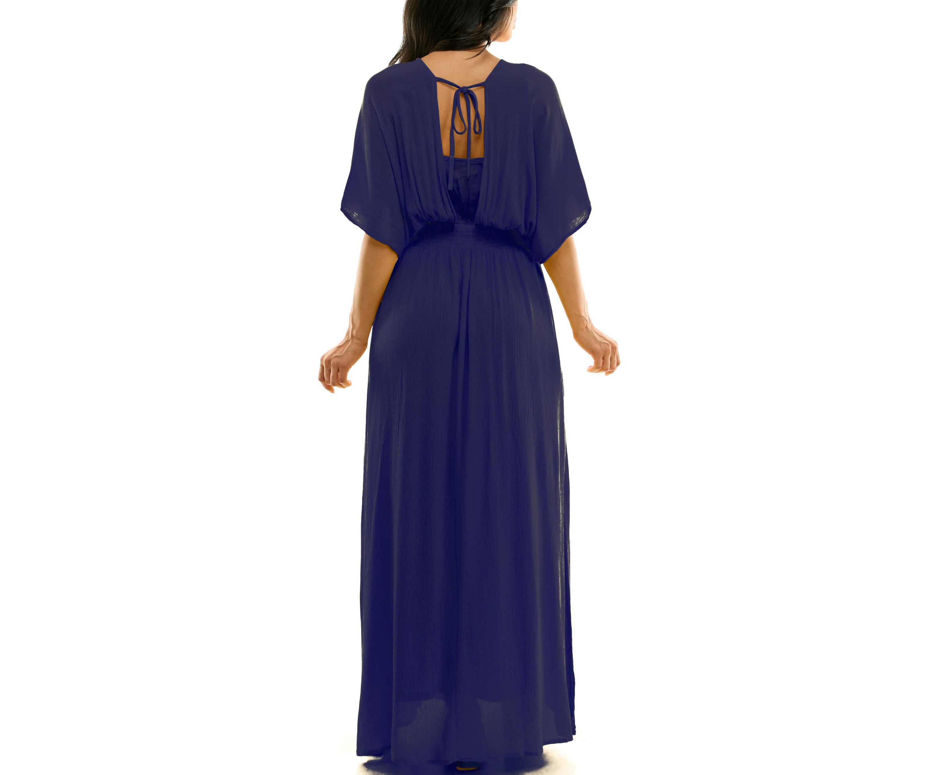 V-Neck Gauze Maxi With Slits Solid