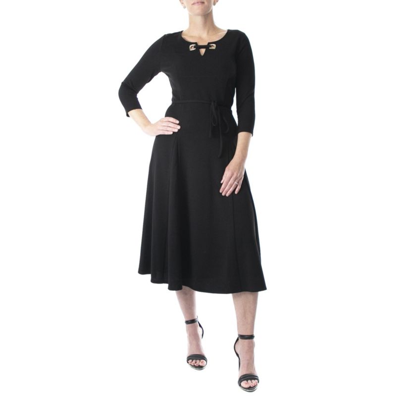 3/4 Sleeve  Dresss With Hardware