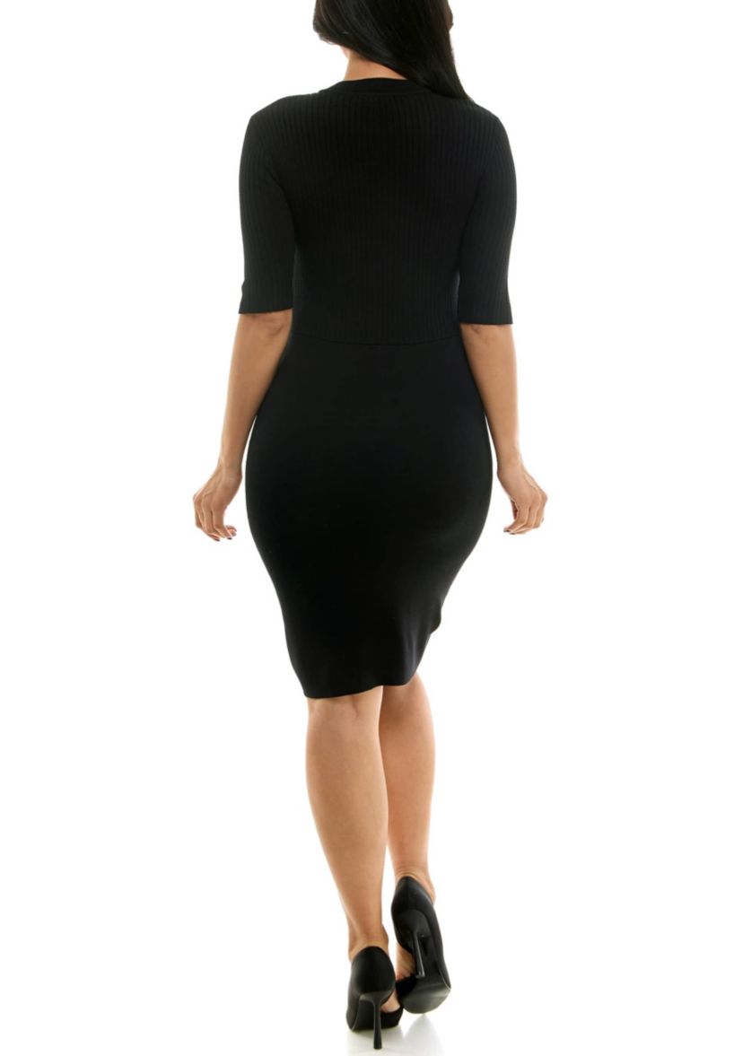 Sweater dress with faux buttons