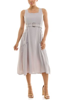 Nina Leonard Women's Square neck pocket dress