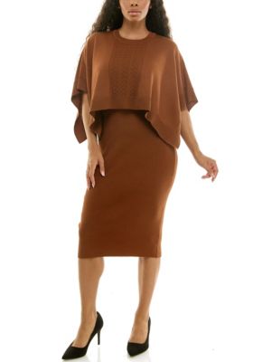 Nina Leonard Women's Elbow Sleeve Popover Sweater Dress