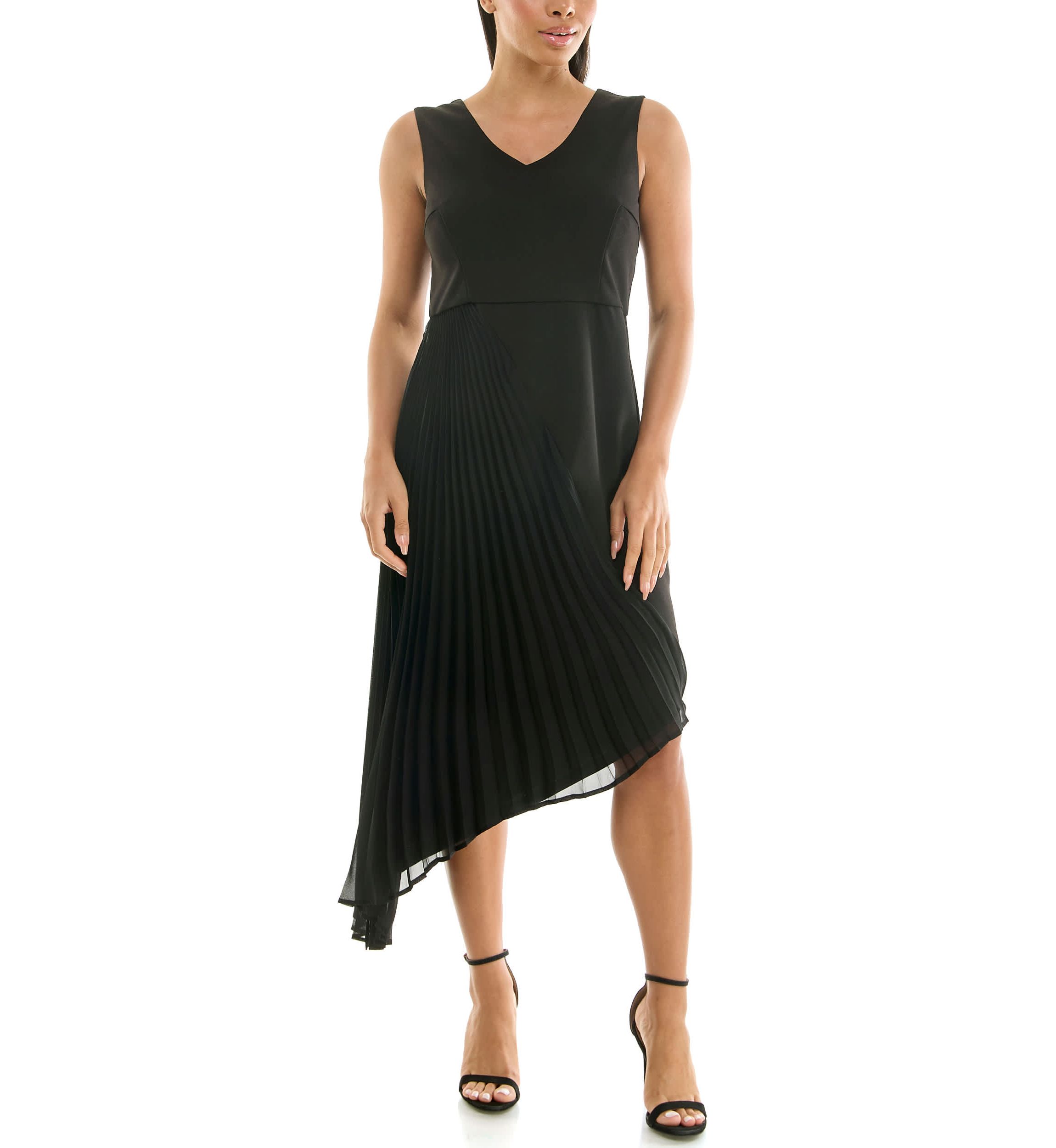 Pleated chiffon angled dress