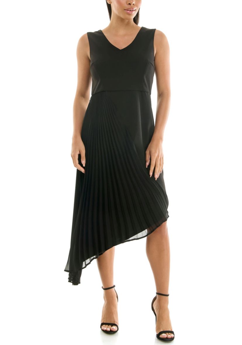 Pleated chiffon angled dress