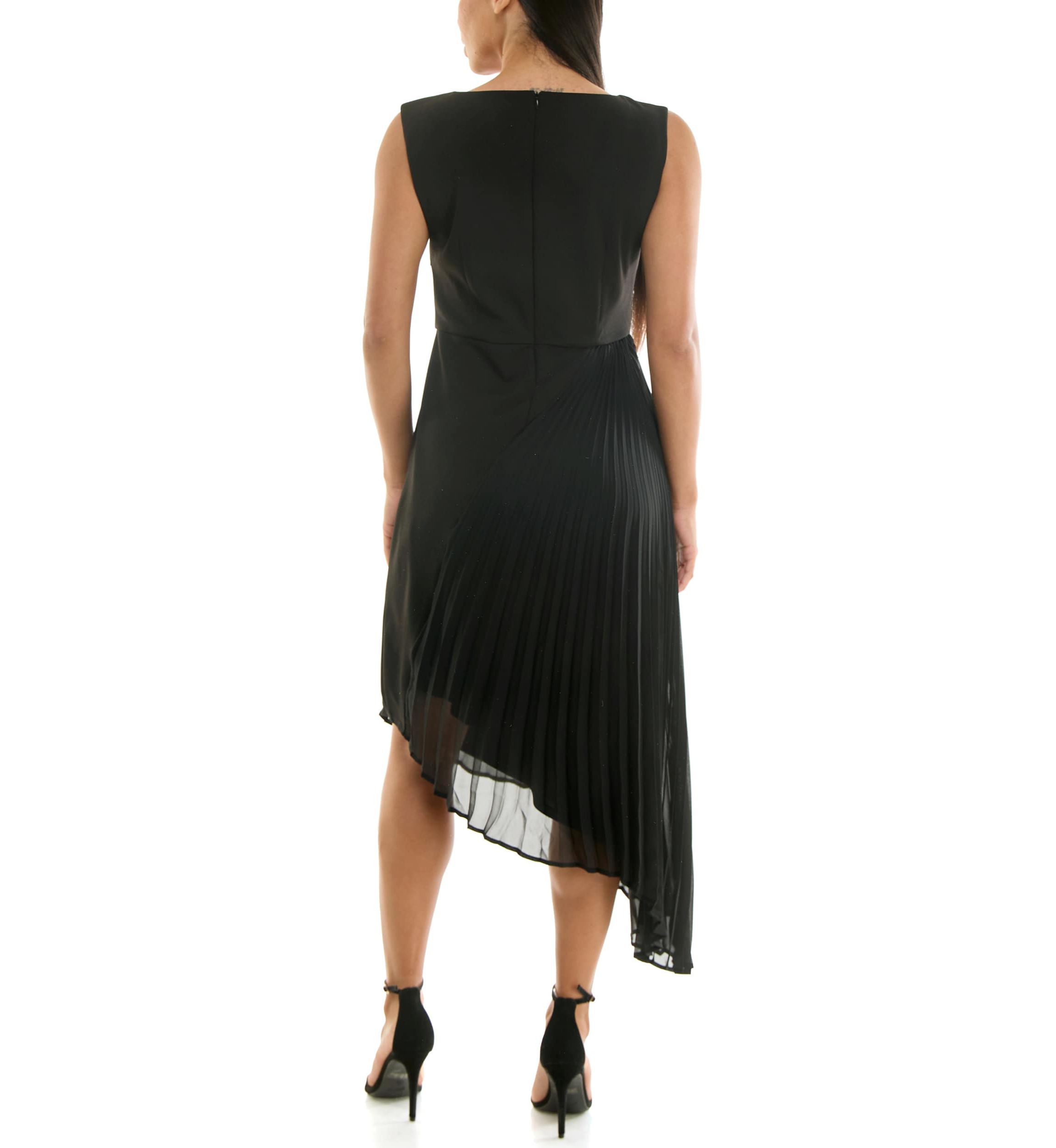 Pleated chiffon angled dress