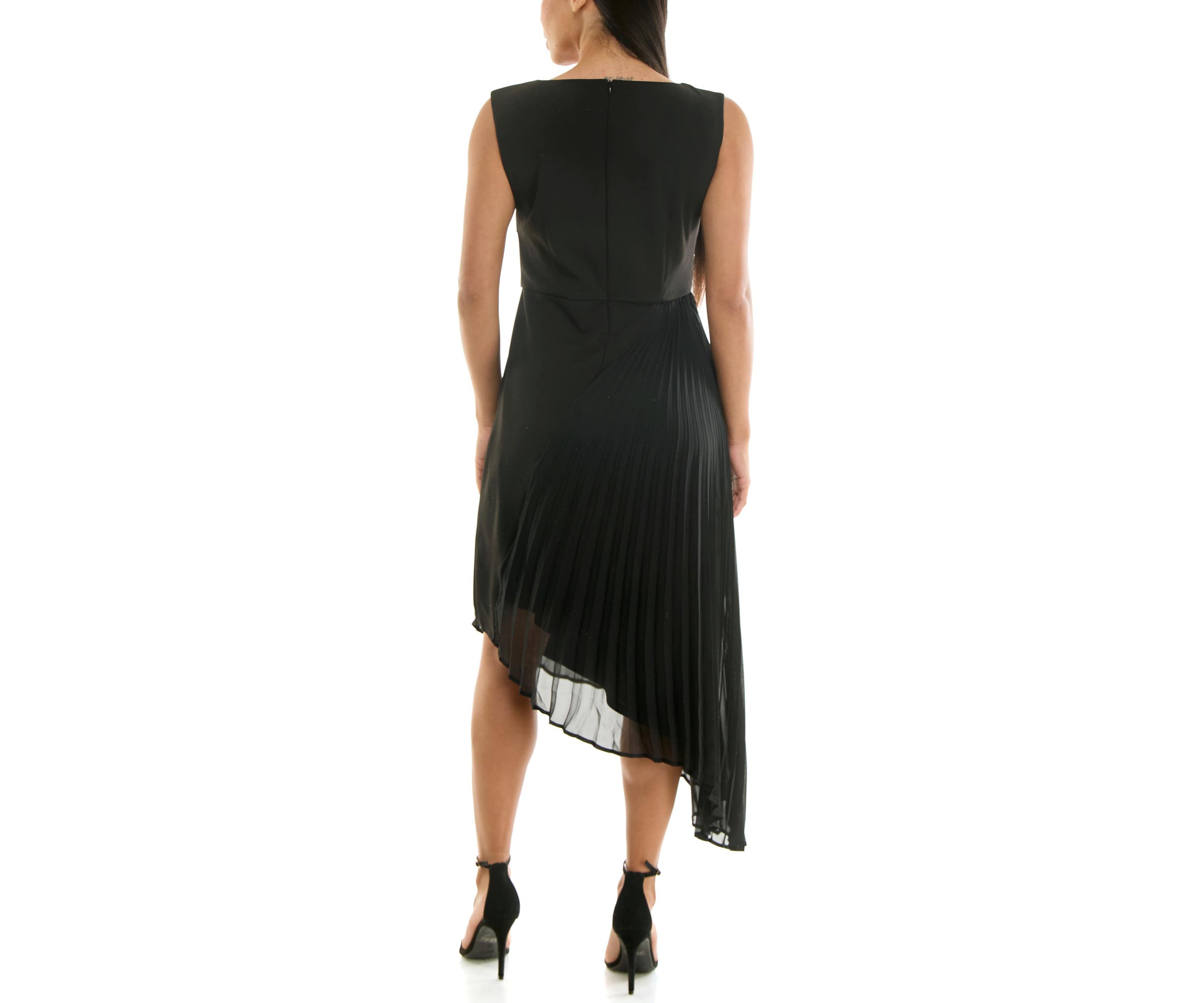 Pleated chiffon angled dress