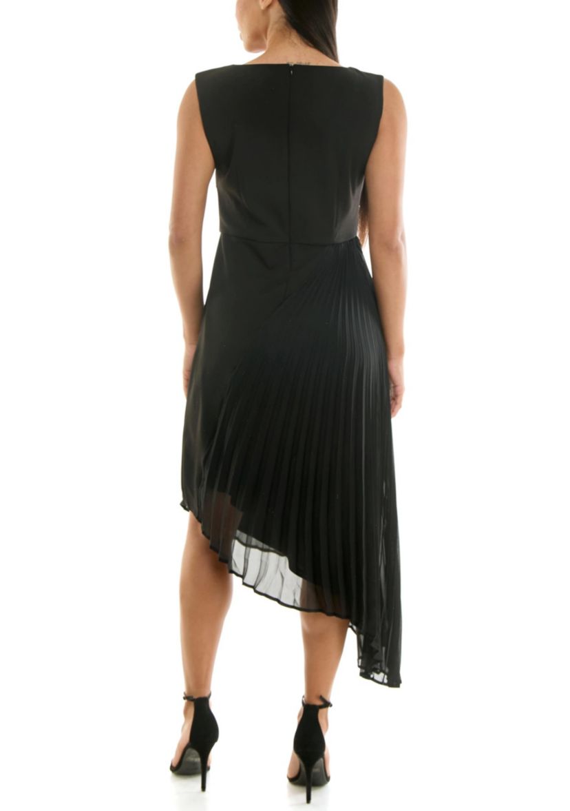 Pleated chiffon angled dress