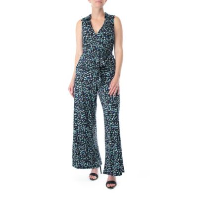 Nina Leonard Women's Surplice Jumpsuit With Self Belt