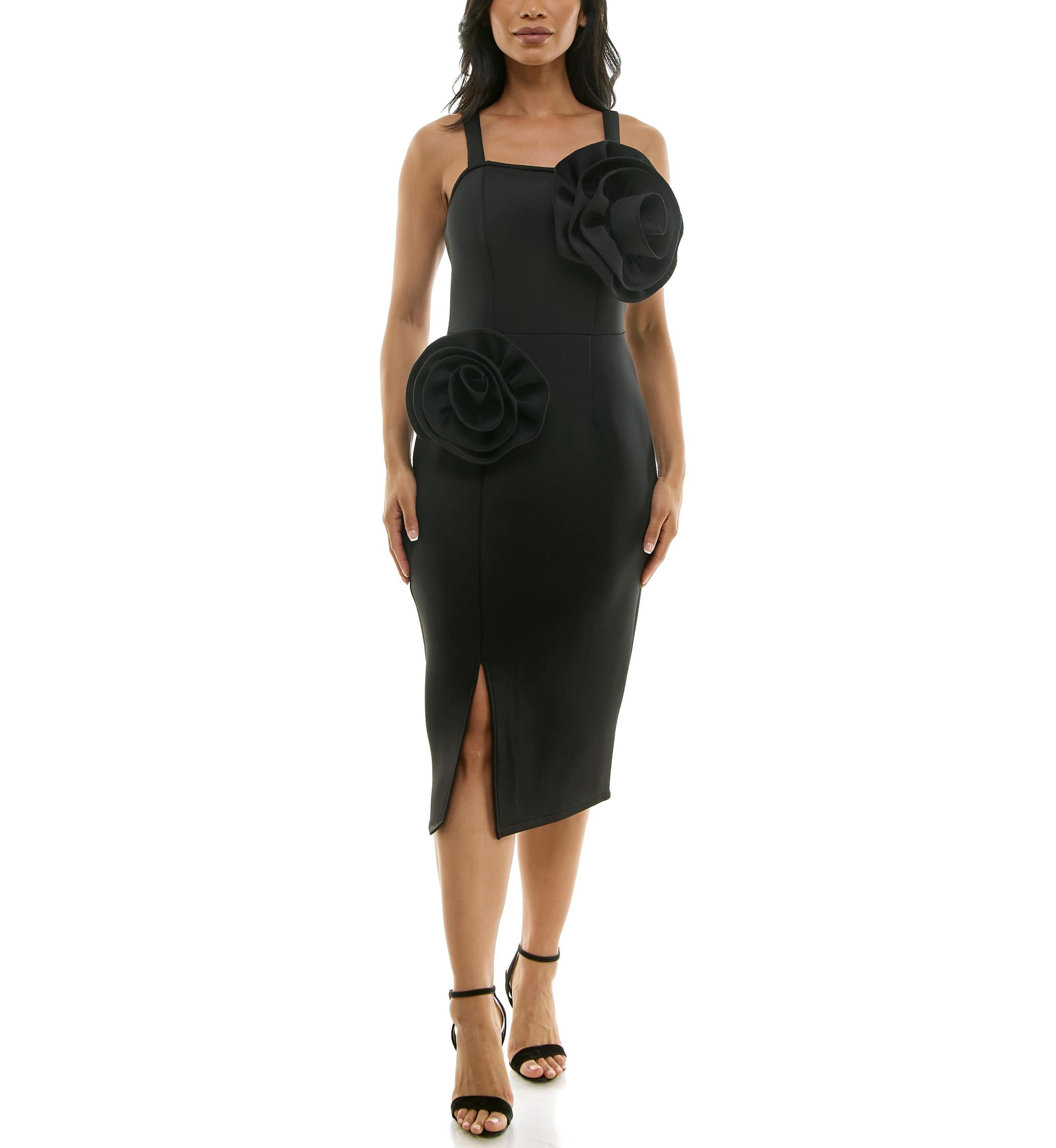 Scuba Floral Detail Midi Dress
