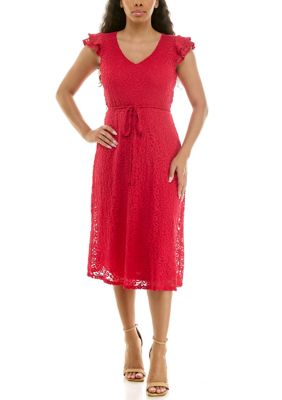 Nina Leonard Women's Sleeveless V Neck Fit Flare Dress