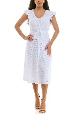 Nina Leonard Women's Sleeveless V Neck Fit Flare Dress