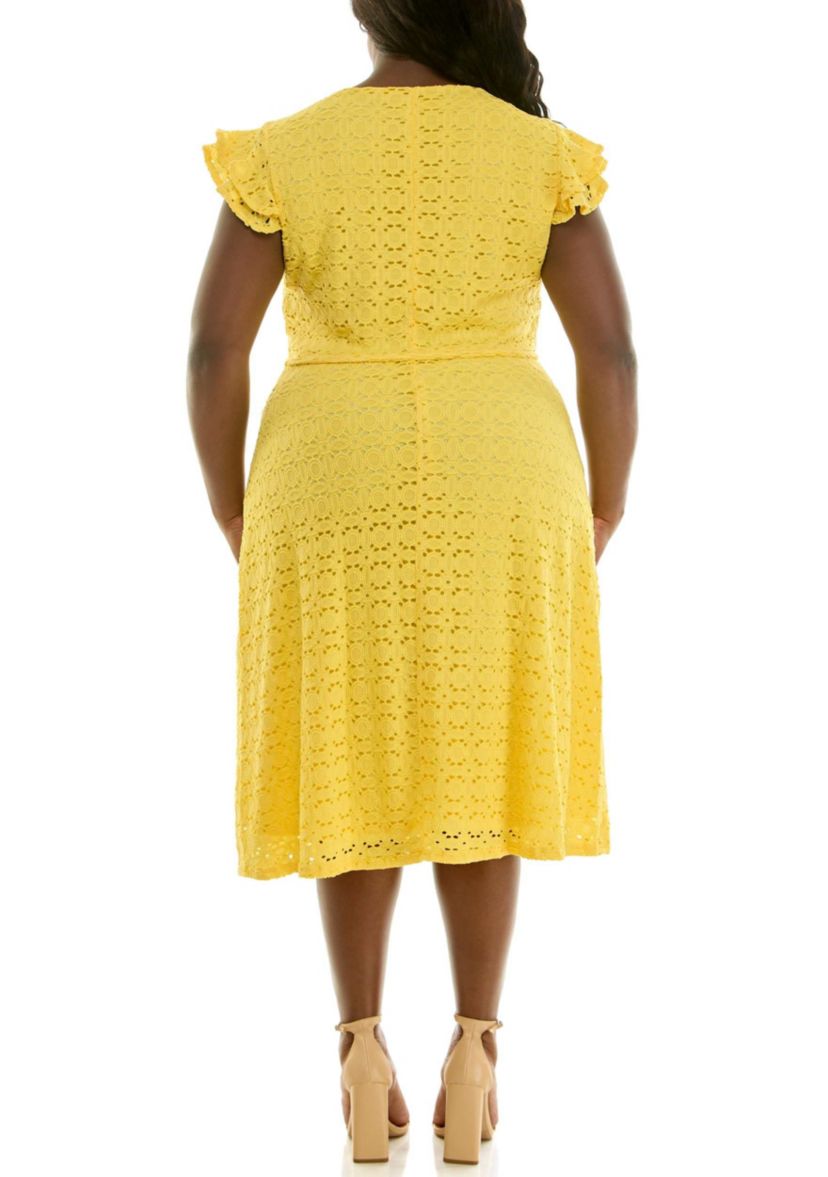 Nina Leonard Plus V Neck Fit and Flare Dress | Belk