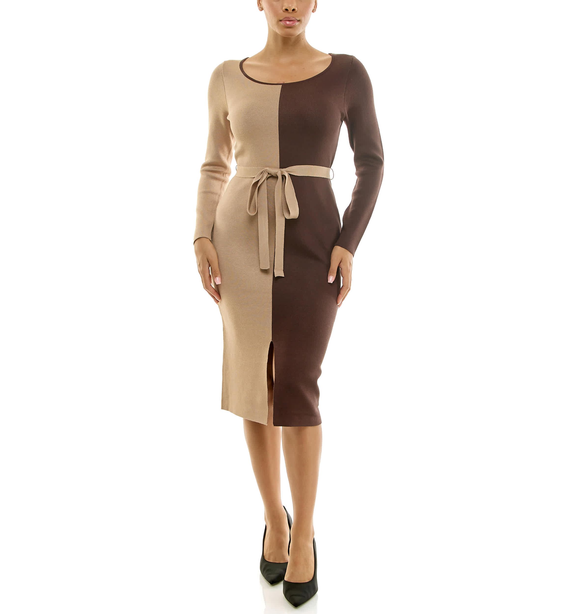 Boatneck colorblock sweater dress