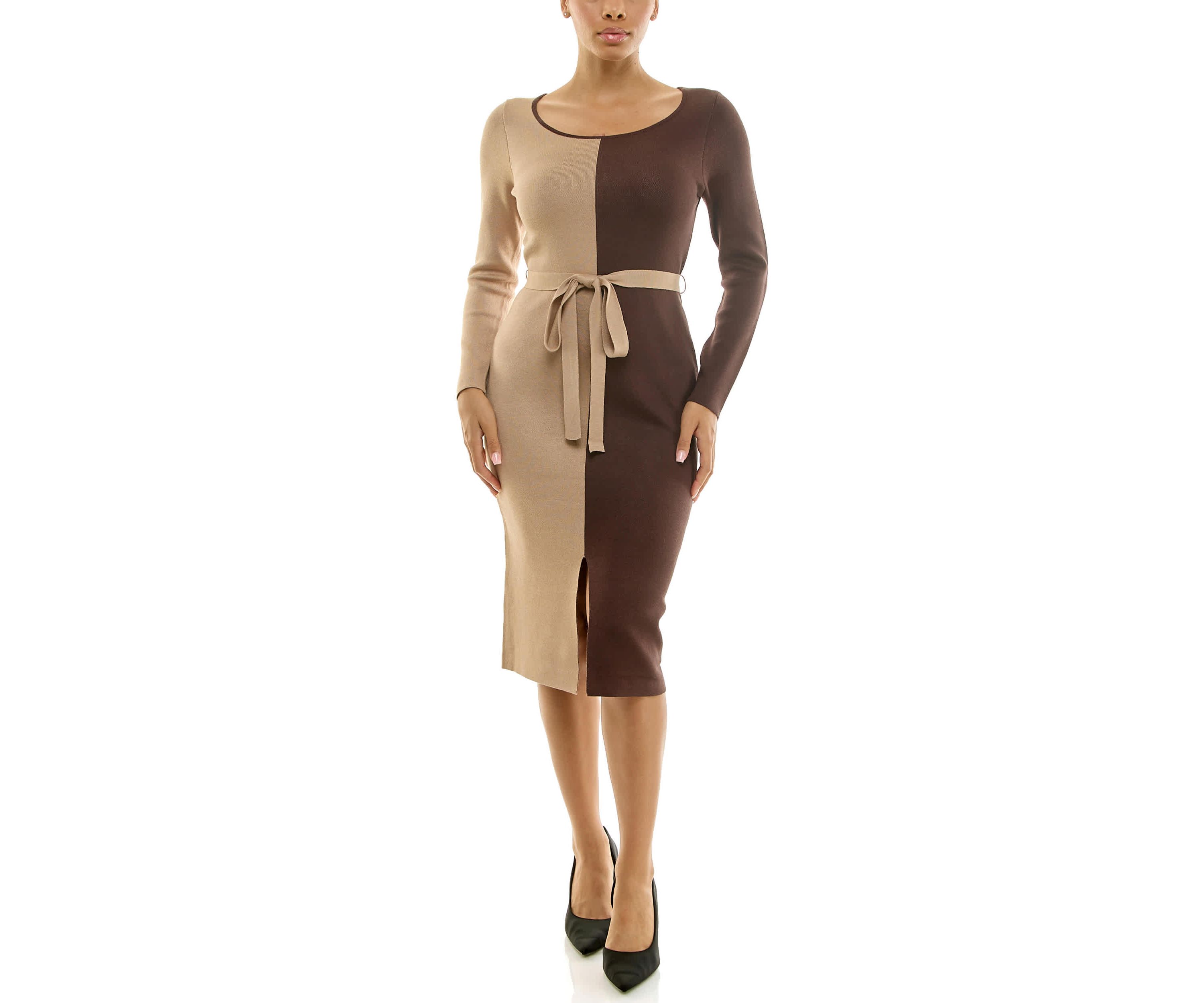 Boatneck colorblock sweater dress