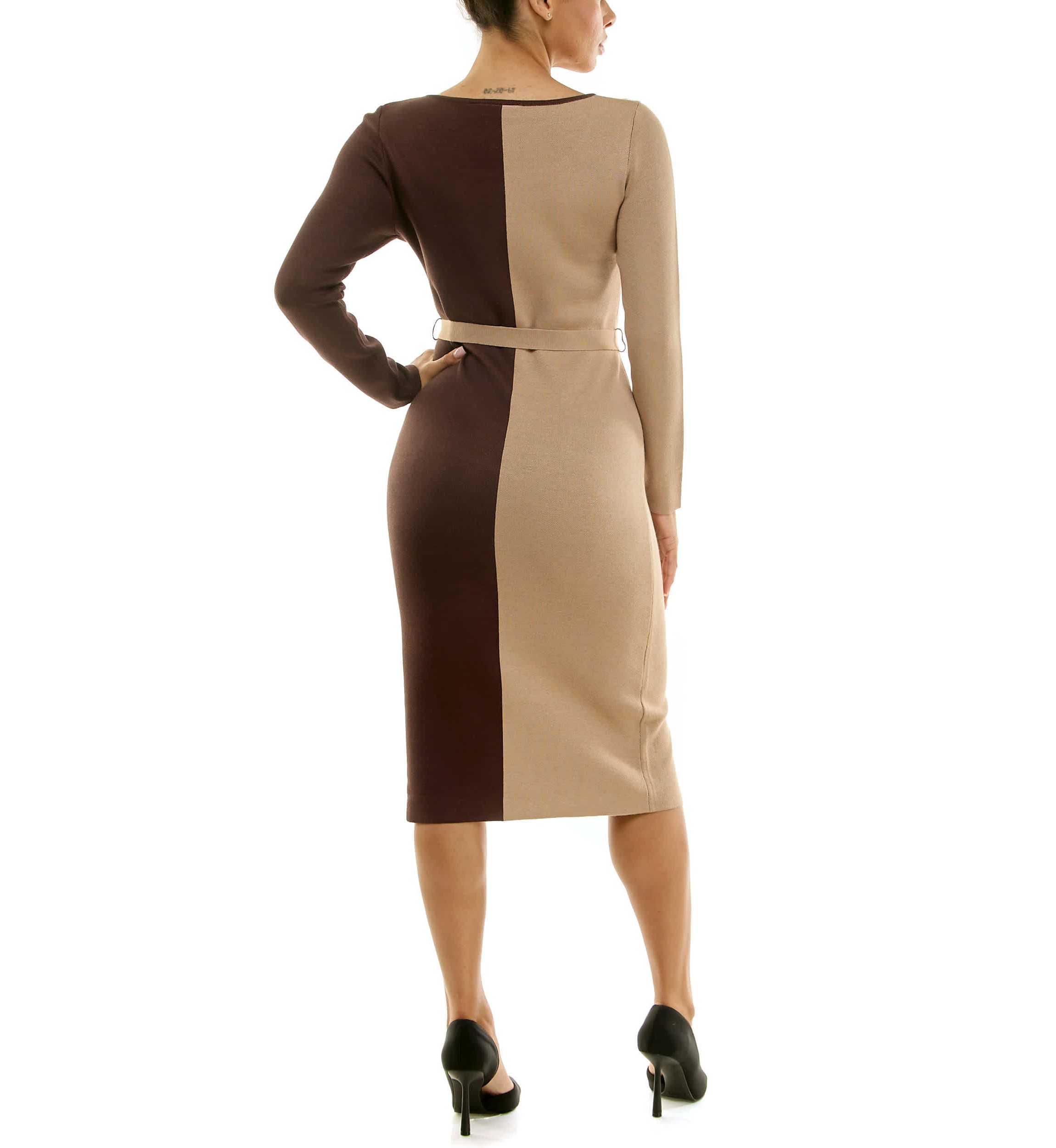 Boatneck colorblock sweater dress