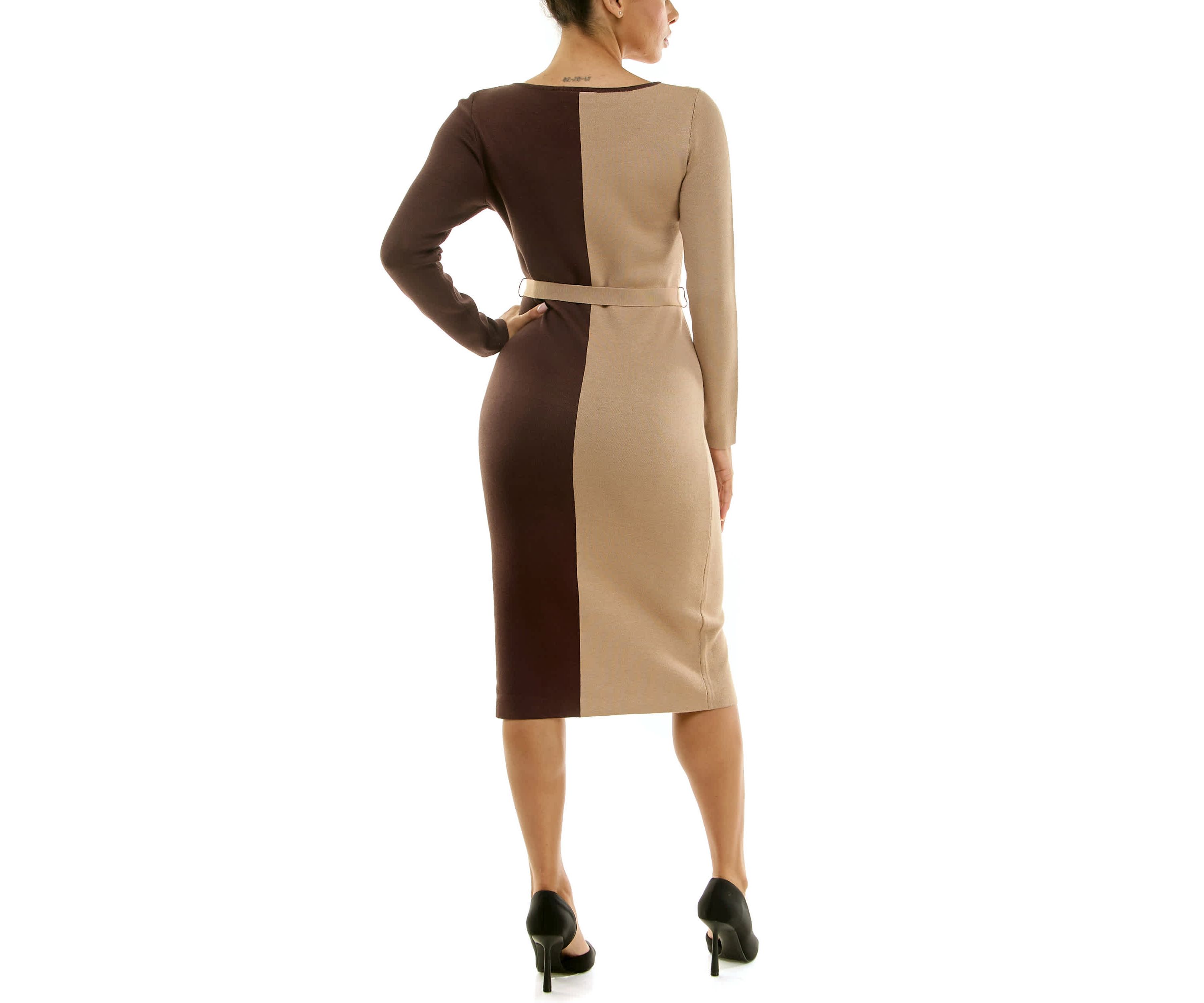 Boatneck colorblock sweater dress