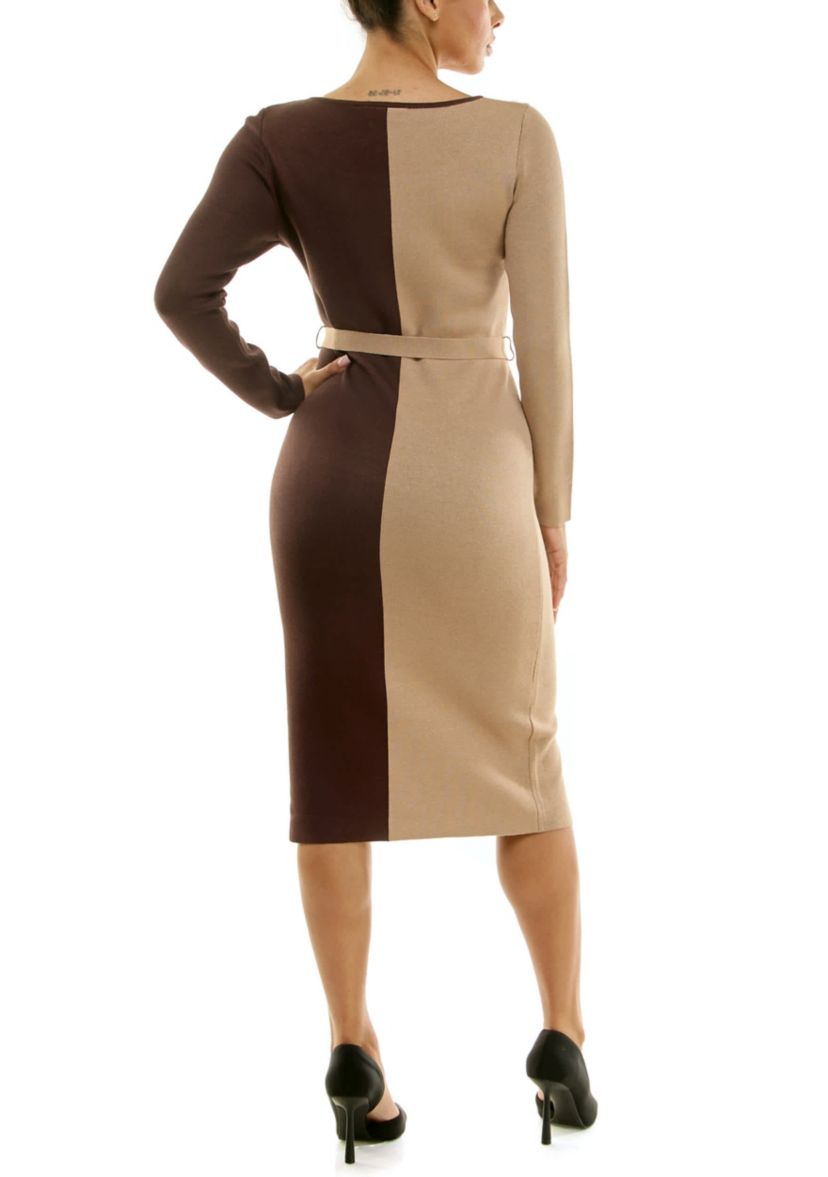 Boatneck colorblock sweater dress