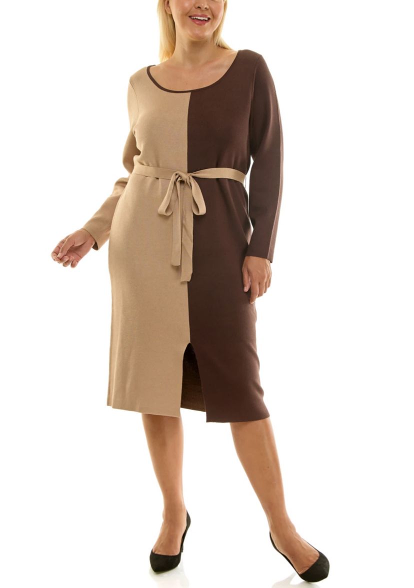 Boatneck Colorblock Sweater Dress