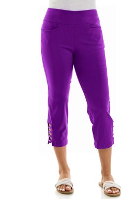Nina Leonard Women's Crystal studded crop pant, XL