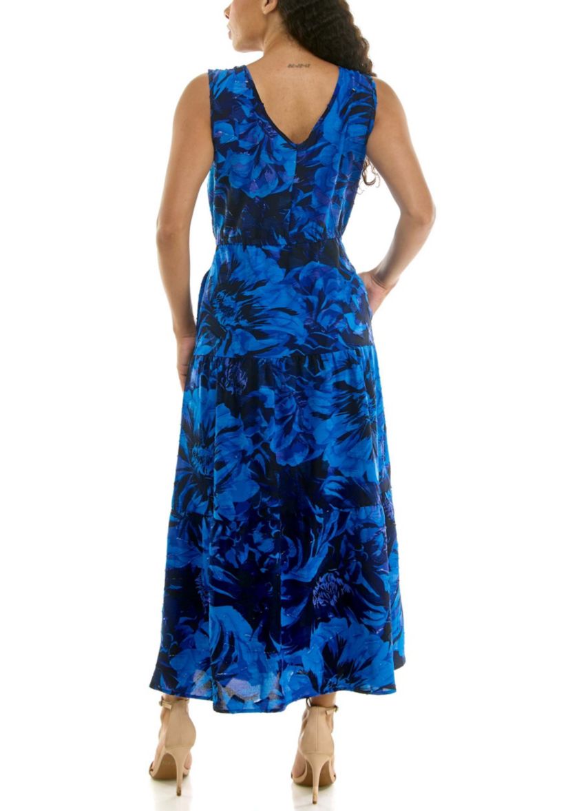 nina leonard maxi dress Nina Leonard Sleeveless Crochet Knit Maxi Dress - Olive/Gold Multi