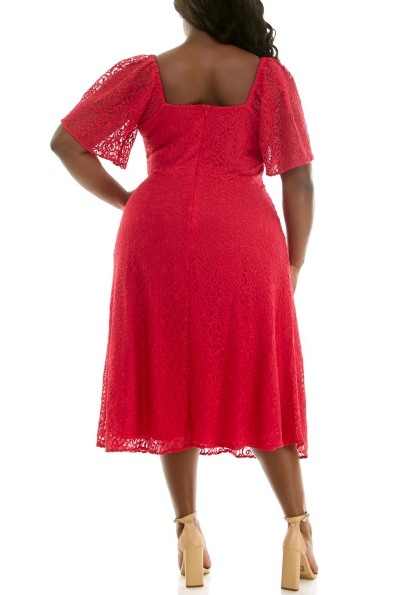 nina leonard embroidered lace yoke dress Nina Leonard 3/4 Sleeve Trapeze Dress With Dot Illusion Yoke - Dresses &  Skirts