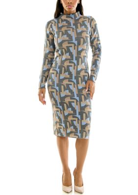 Nina Leonard Women's Mockneck Sheath Dress