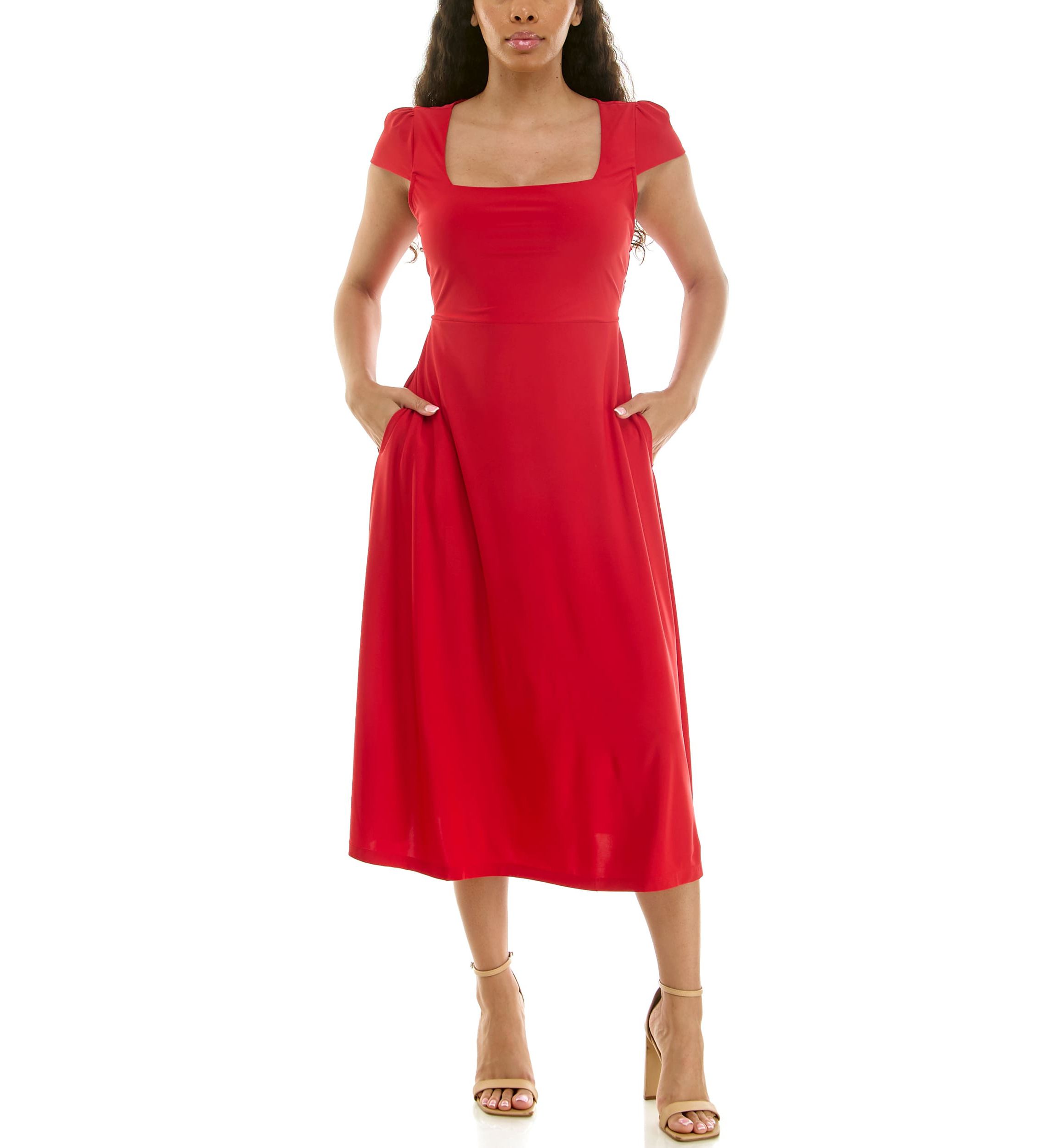 strapless open back dress Women's Red Bell Sleeve Bodycon Sweater Dress