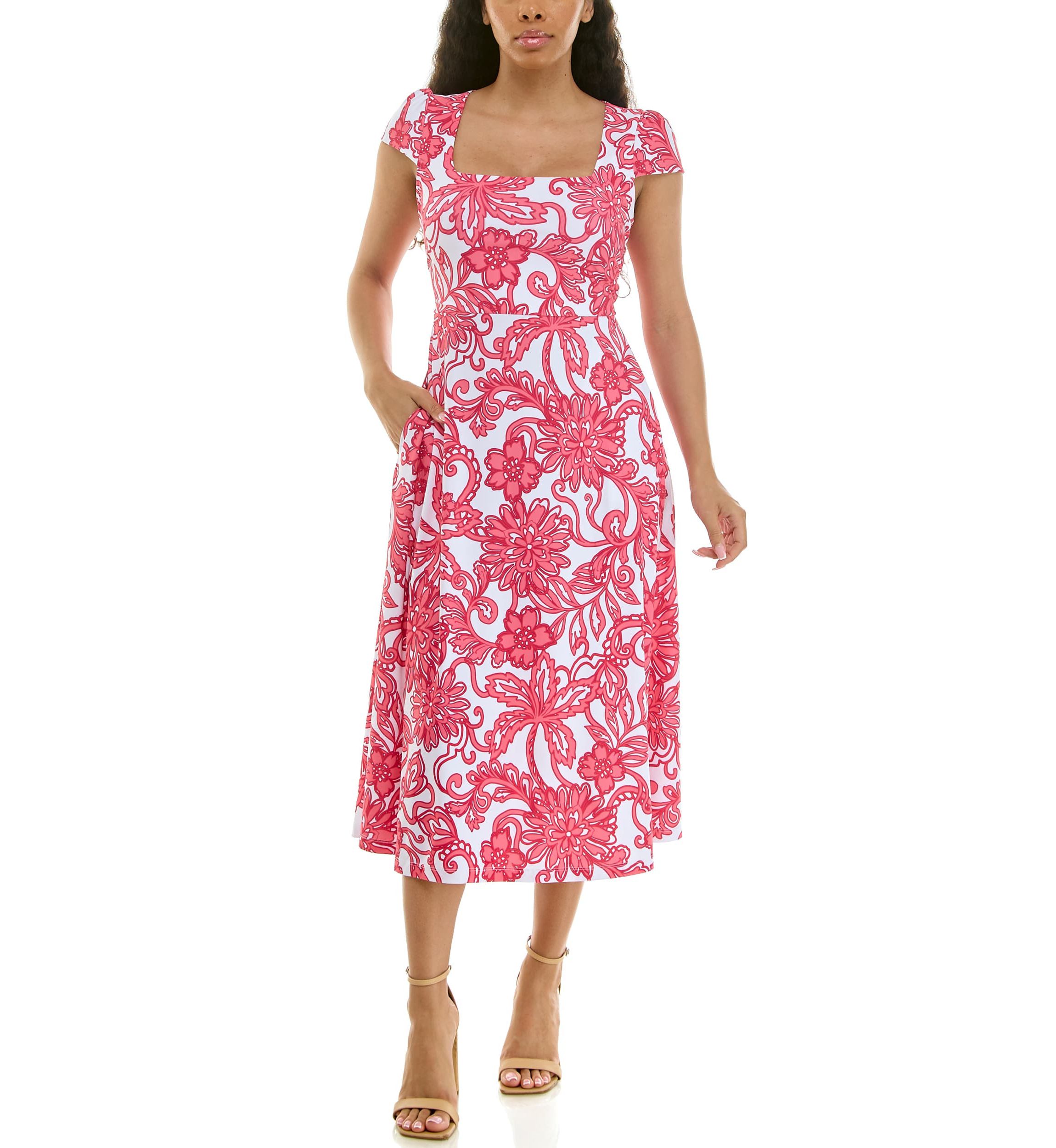 strapless open back dress Ivory Rose Floral Print Fit and Flare Mini Dress main image 0