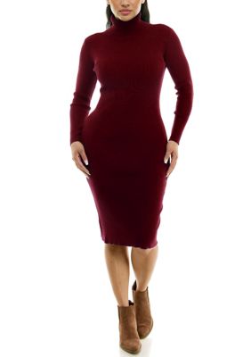 Nina Leonard Women's Turtleneck Ribbed Sweater Dress