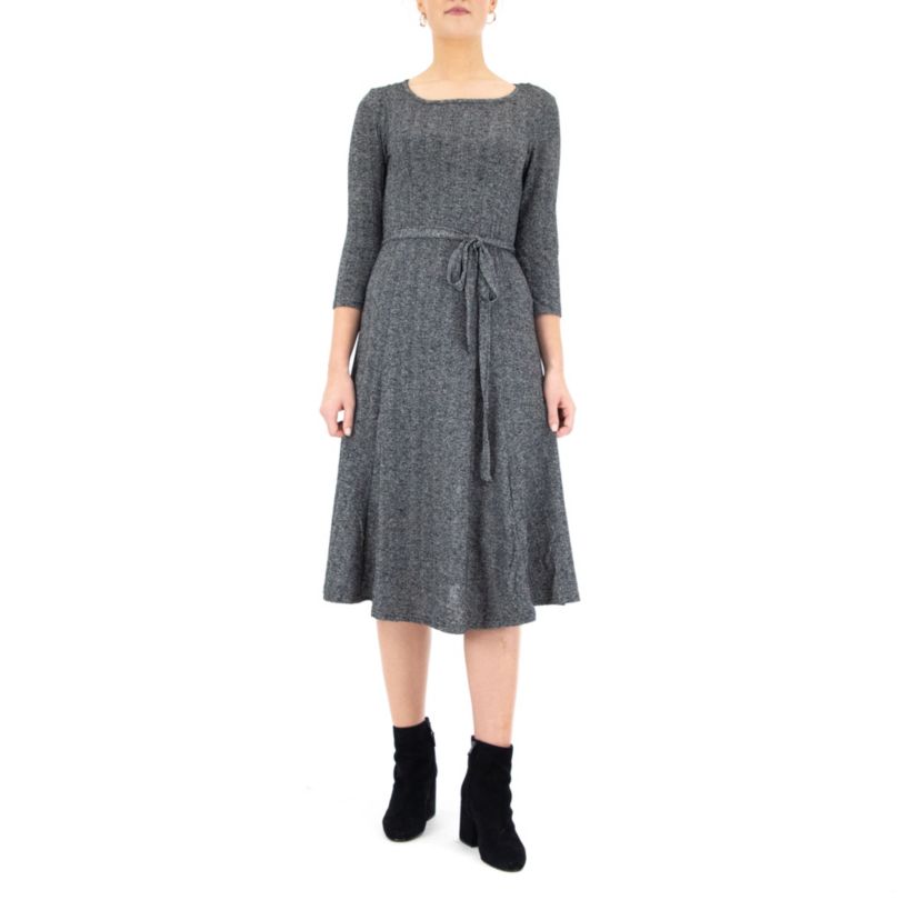 3/4 Sleeve Sylvia Self Sash Dress