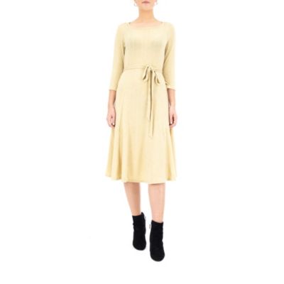 Nina Leonard Women's 3/4 Sleeve Sylvia Self Sash Dress, Large