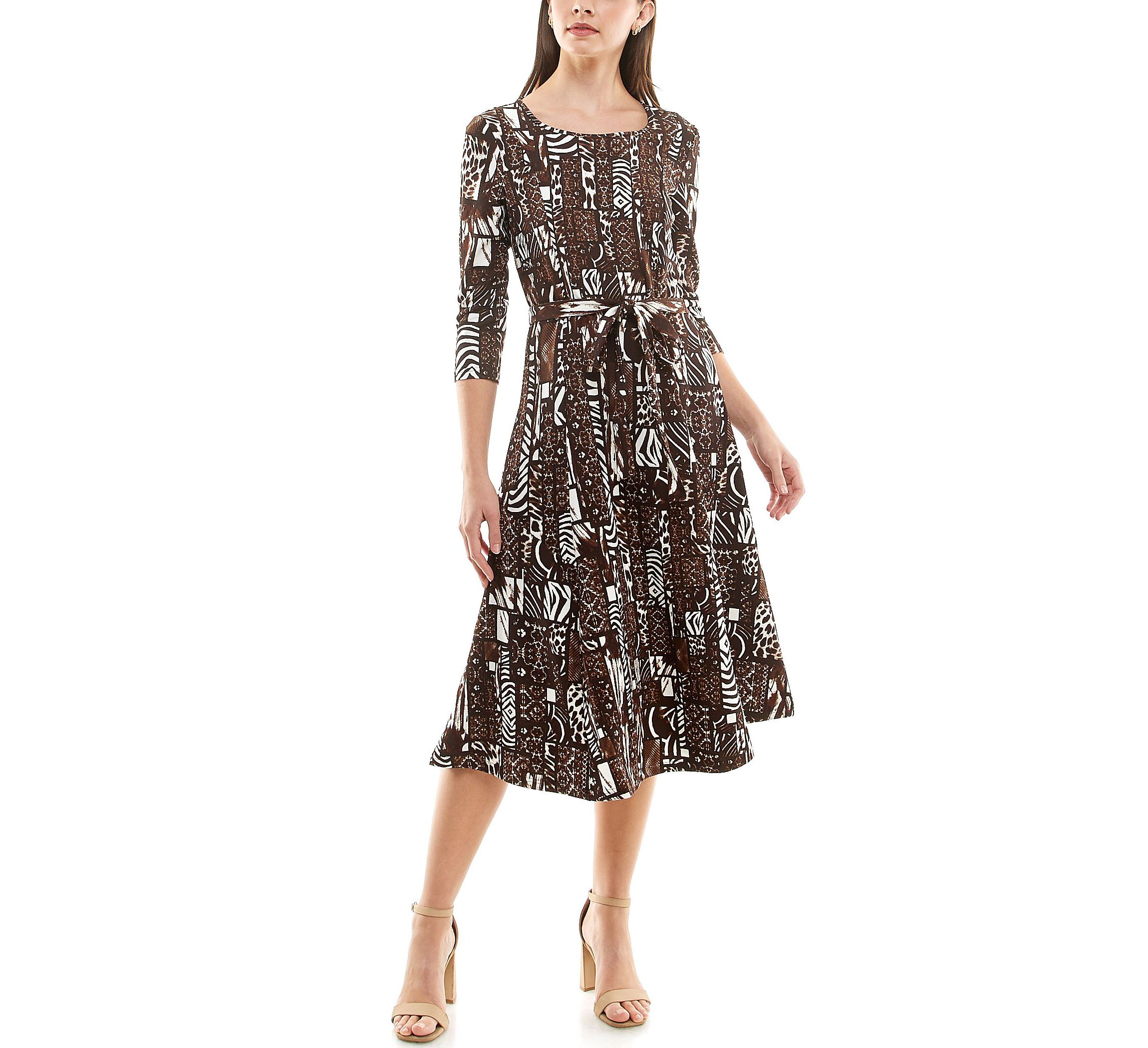 3/4 Sleeve Sylvia Self Sash Dress