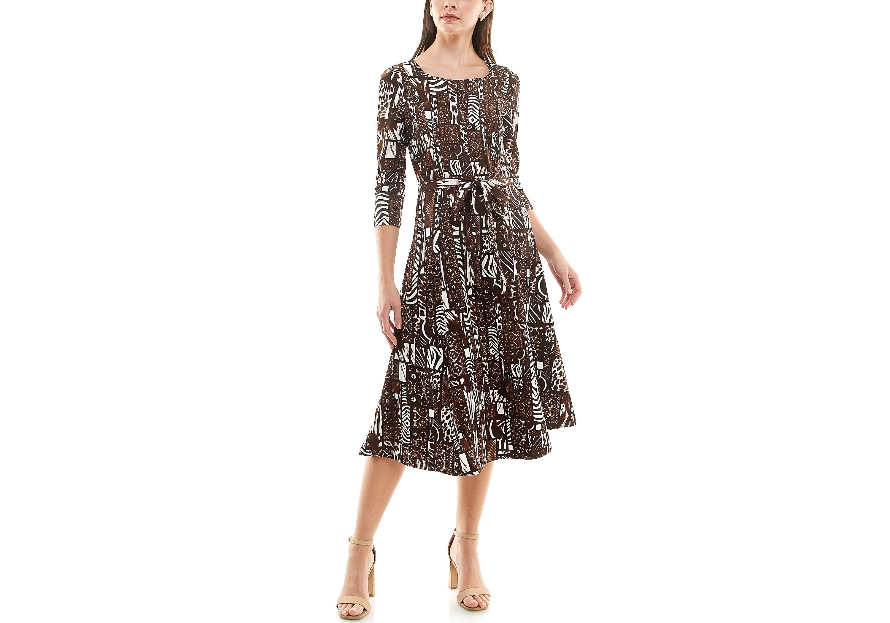 3/4 Sleeve Sylvia Self Sash Dress