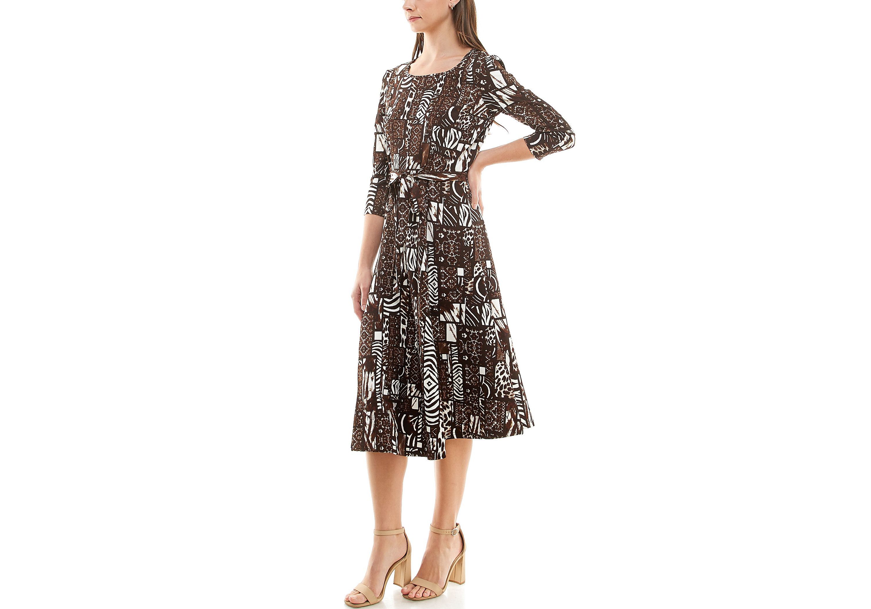 3/4 Sleeve Sylvia Self Sash Dress