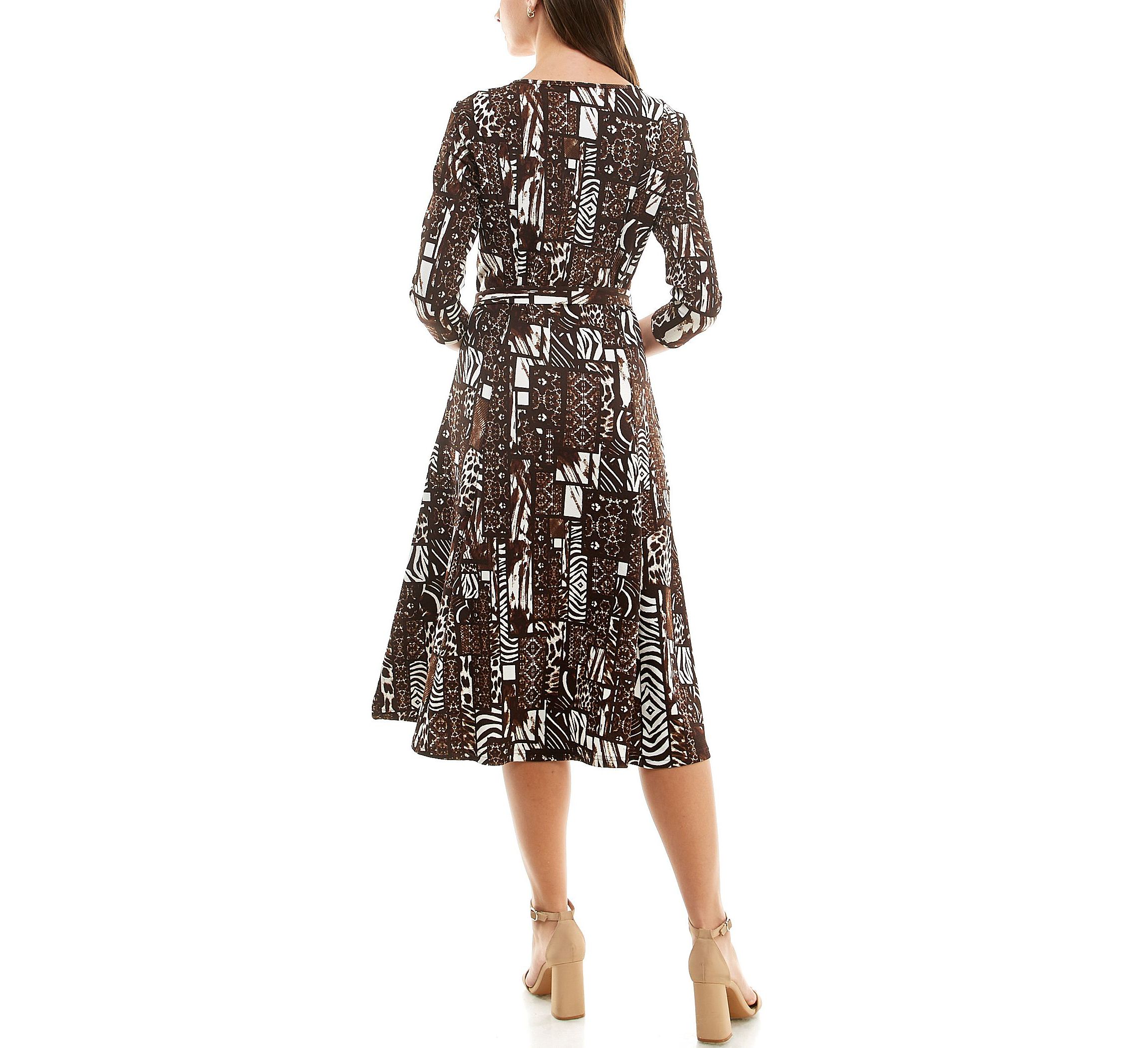3/4 Sleeve Sylvia Self Sash Dress