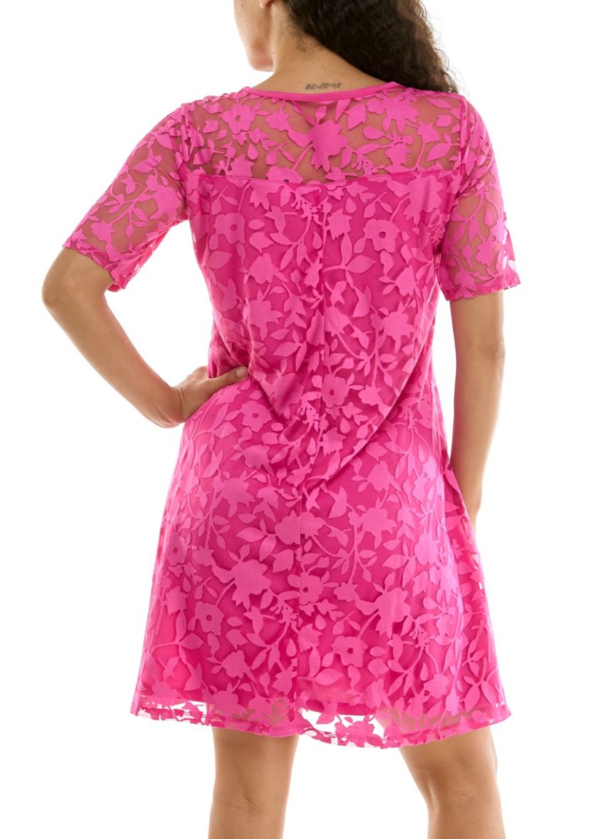 Nina Leonard Elbow Sleeve Jewel Neck Dress | Belk