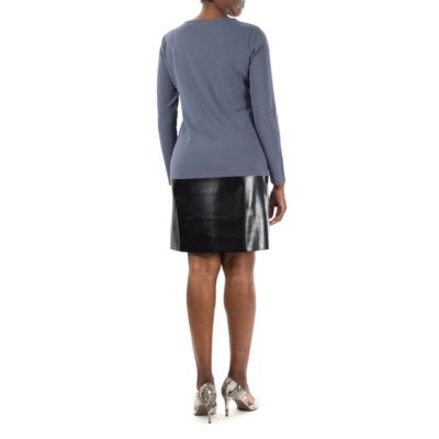 Nina Leonard Women's Long Sleeve Jewel Neck Stretch Crepe Dress, XL