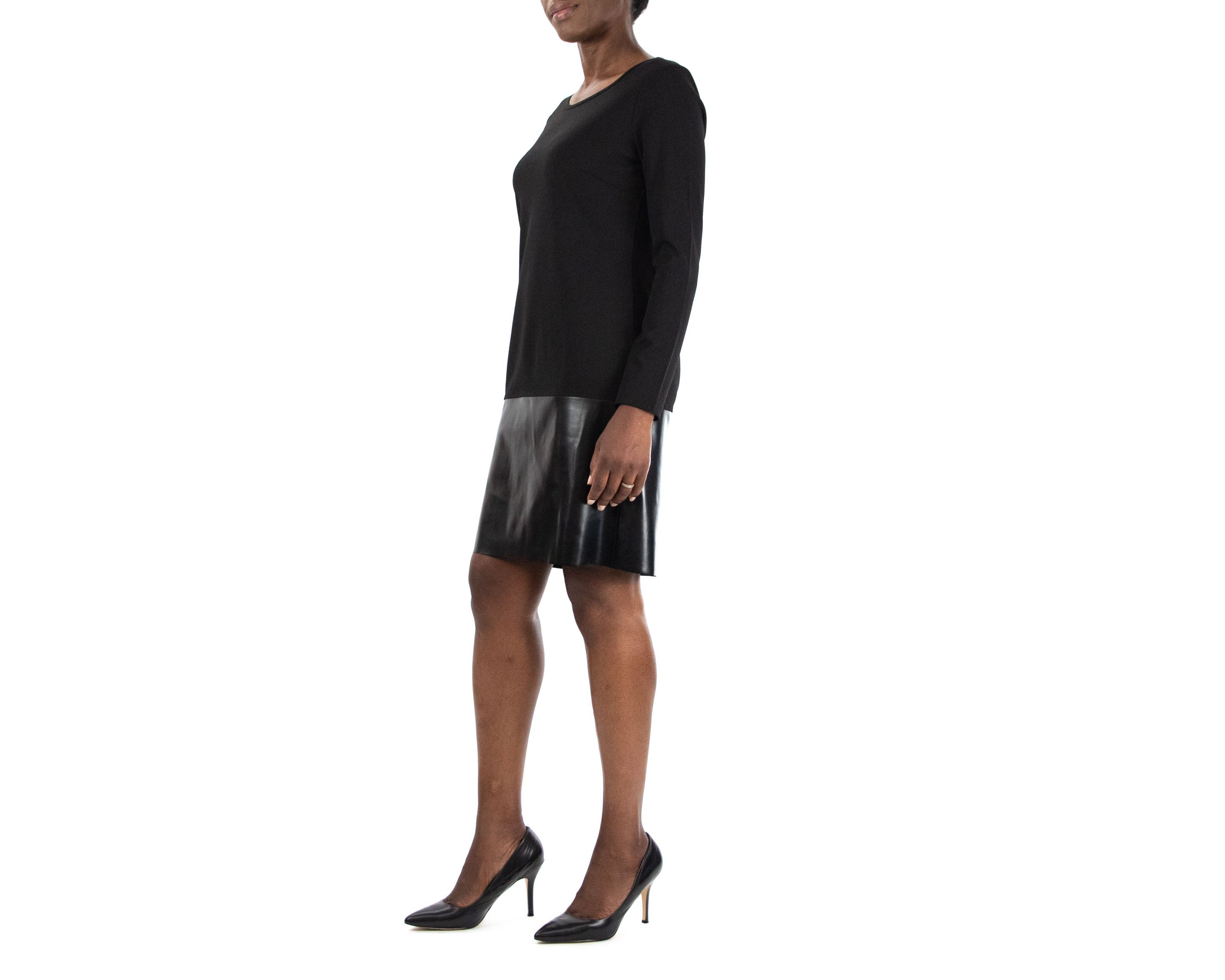Long Sleeve Jewel Neck Stretch Crepe Dress