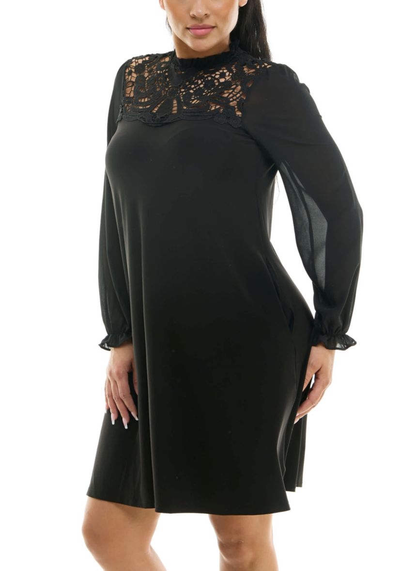 Lace Yoke Shift Dress