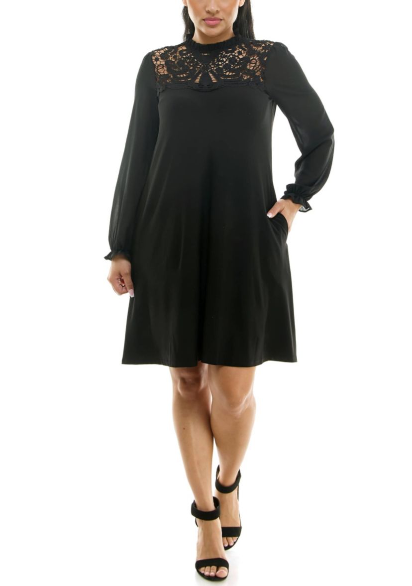 Lace Yoke Shift Dress