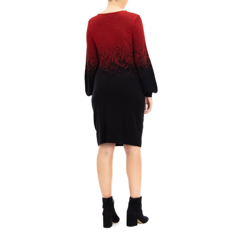 Scoop Neck Balloon Sleeve Sweater Dress