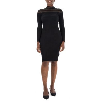 Nina Leonard Mock Neck Long Sleeve Midi Sweater Dress | belk