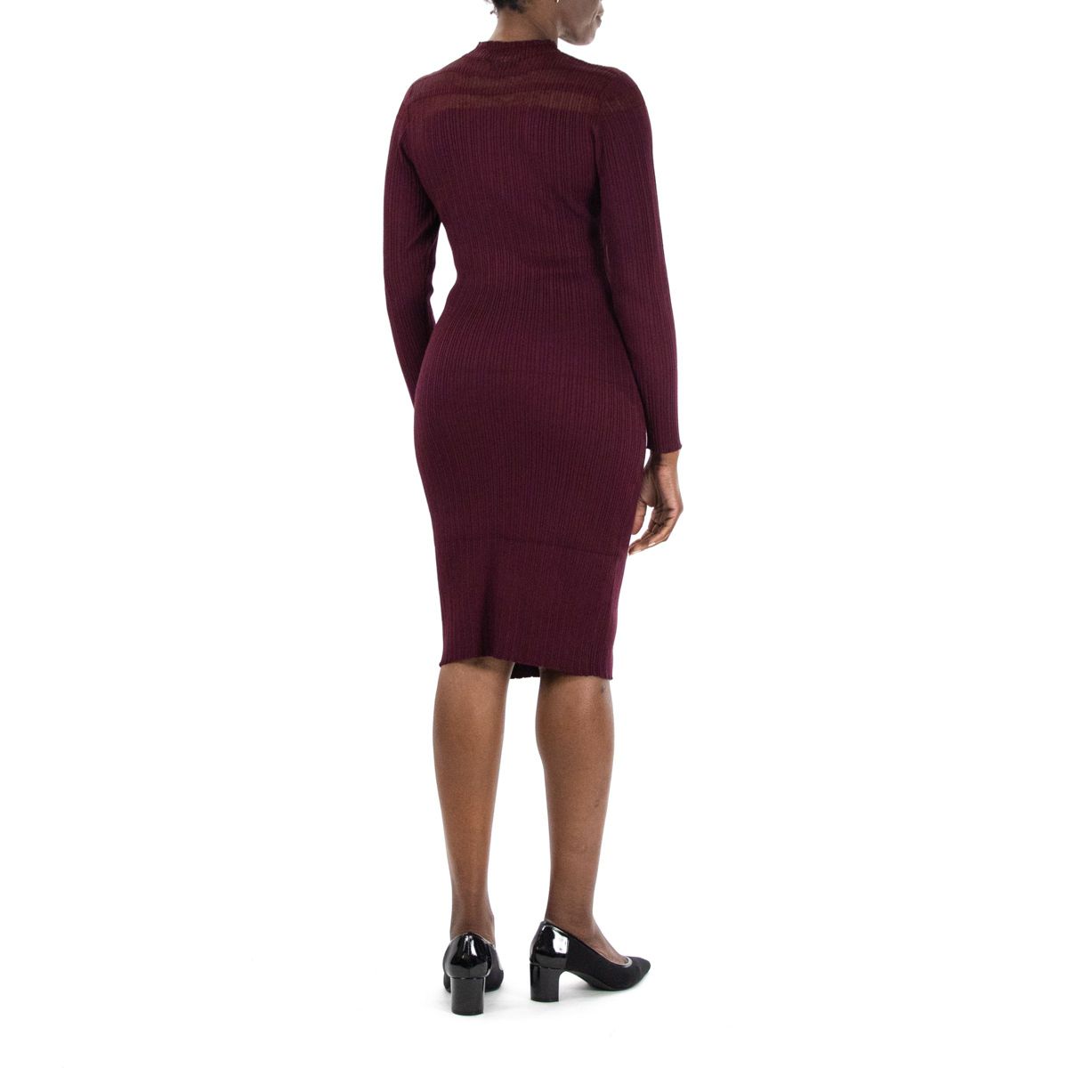 Mock Neck Long Sleeve Midi Sweater Dress