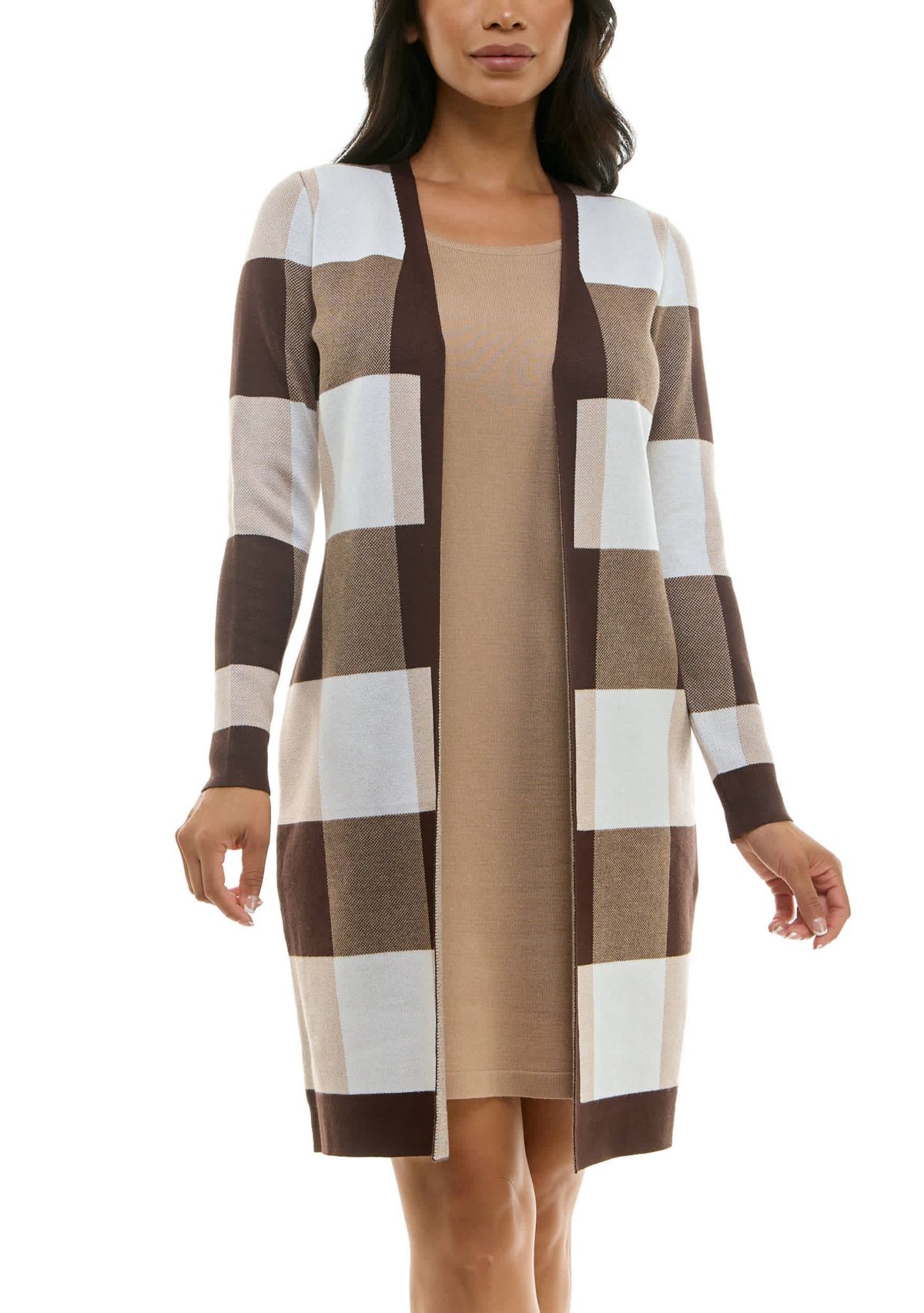Twofer jaquard sweater dress