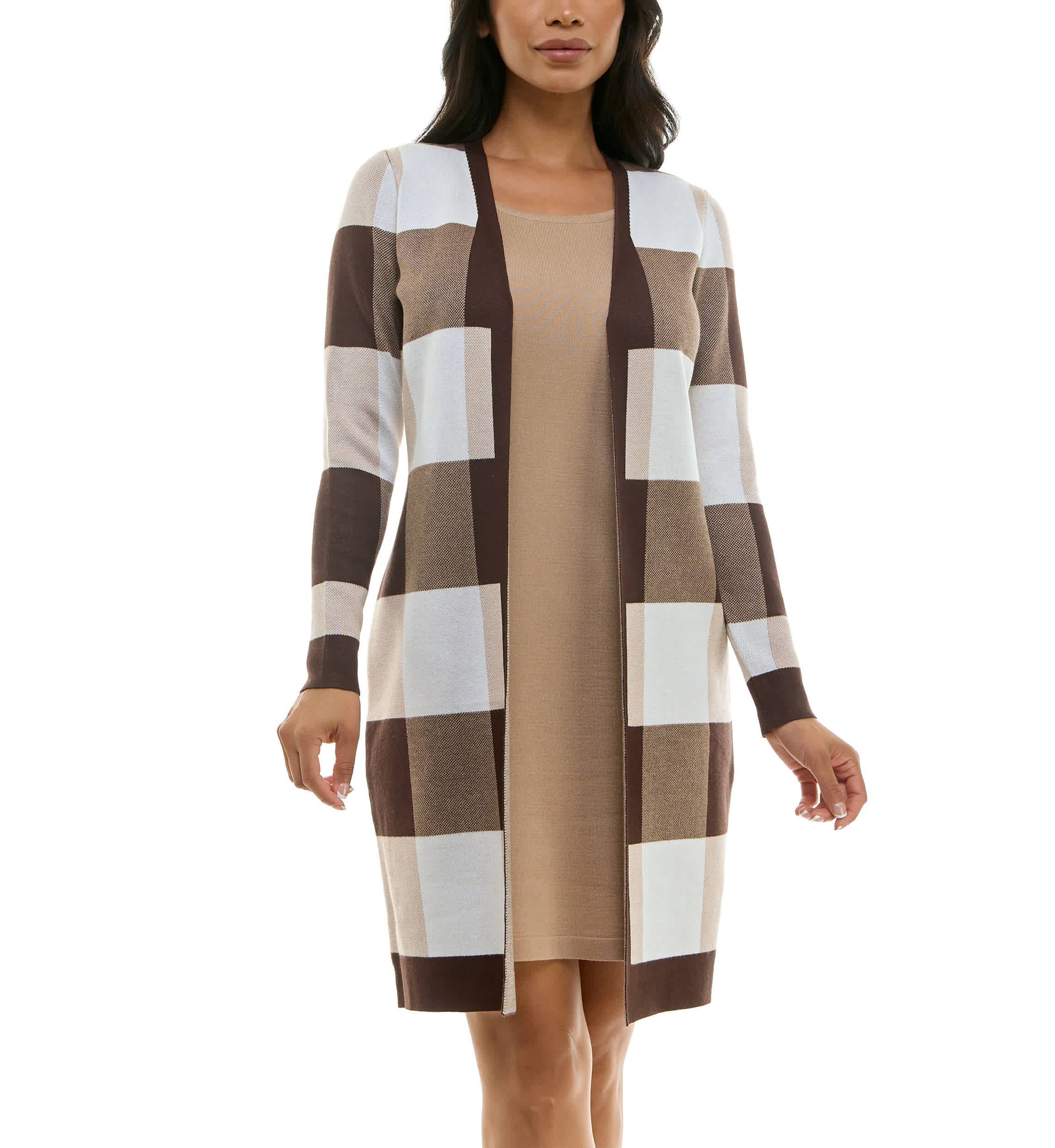 Twofer jaquard sweater dress
