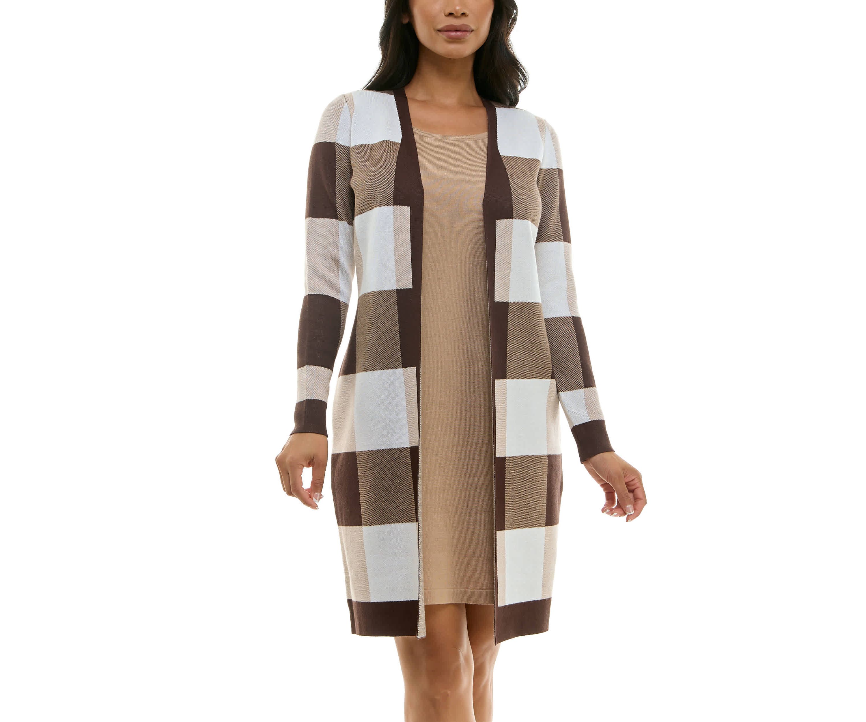 Twofer jaquard sweater dress