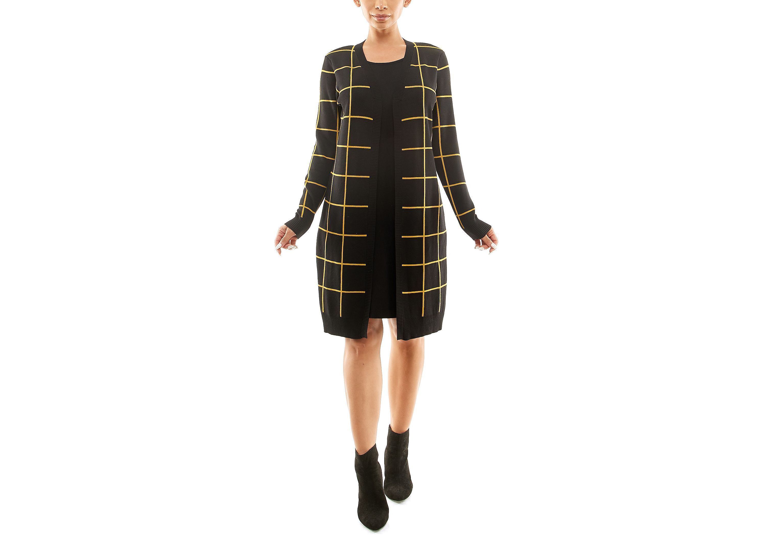 Jewel Neck Long Sleeve Twofer Dress