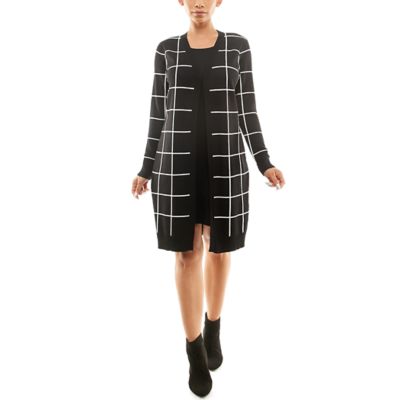 Nina Leonard Women's Jewel Neck Long Sleeve Twofer Dress, XL