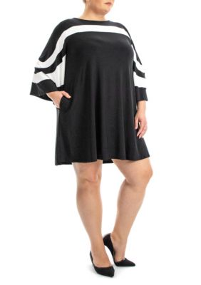 Nina Leonard Women's Wave colorblock dress, 1X