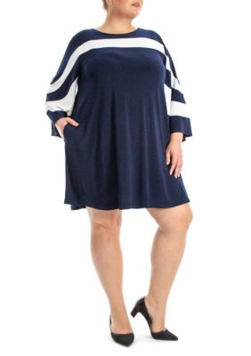 Nina Leonard Women's Wave colorblock dress, 1X